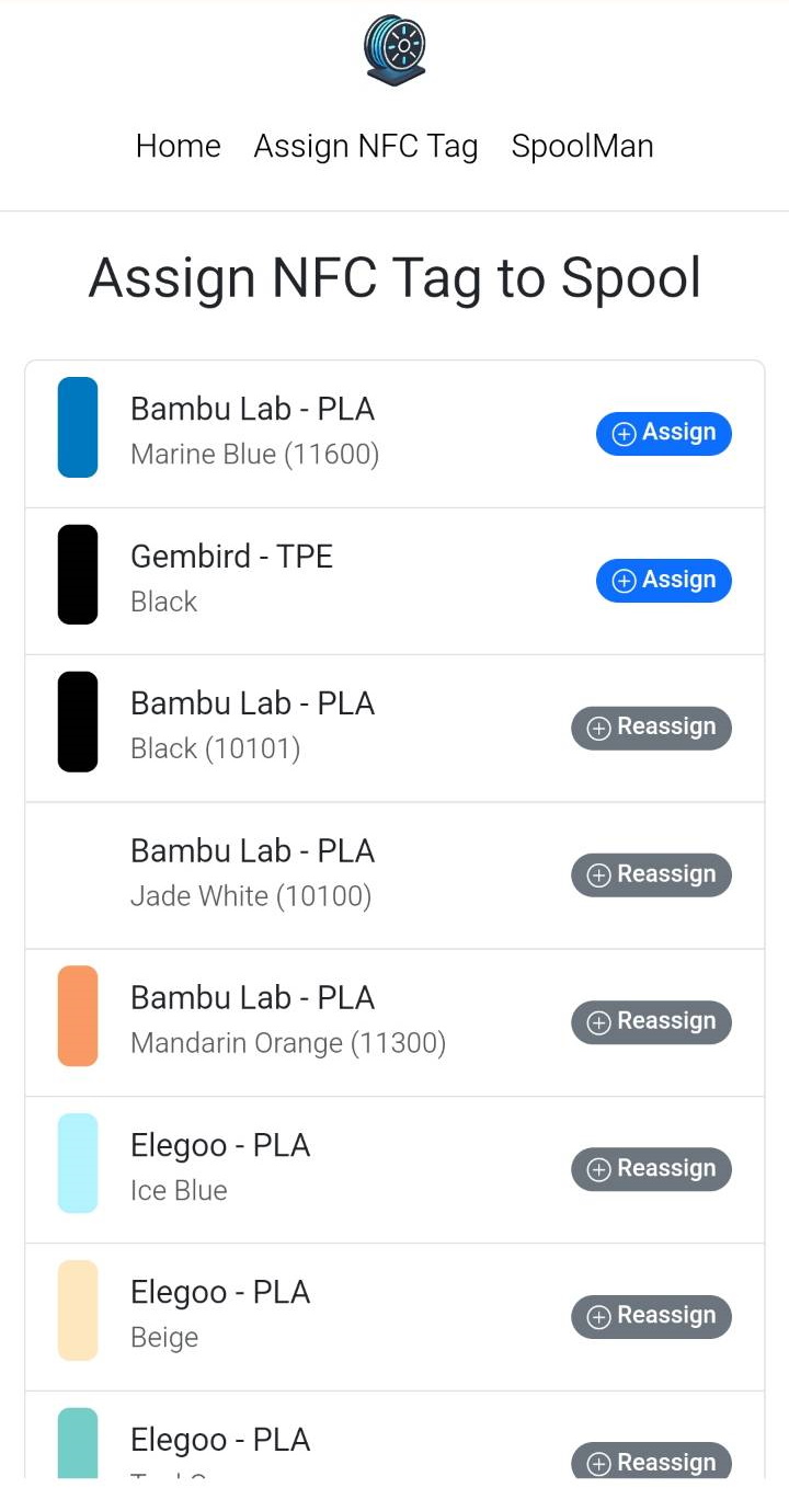 Assign NFC tags to your spools in SpoolMan