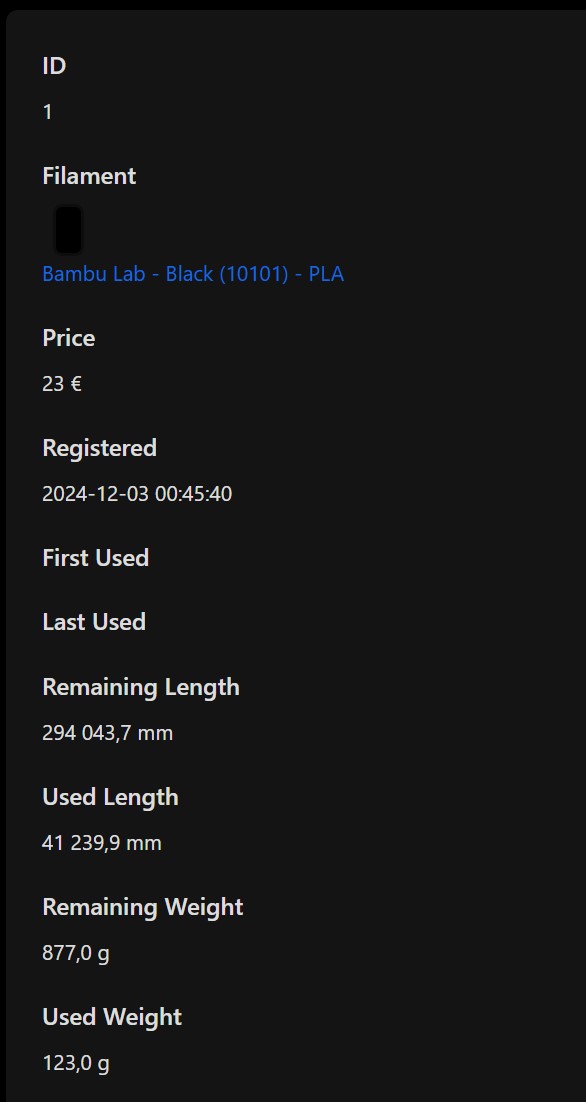 Bambu filament usgae tracking